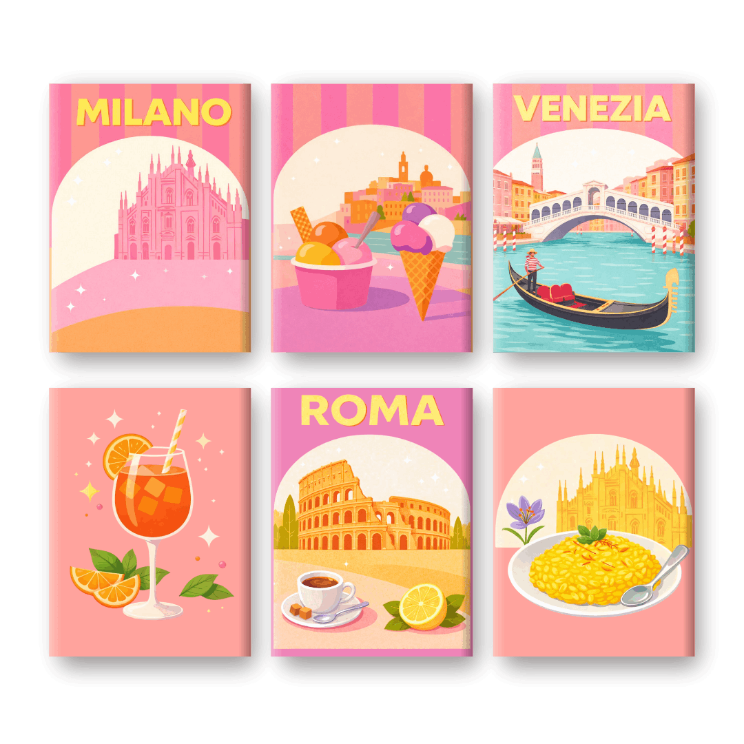 6 Mini Paintings | Pastel Italië Set