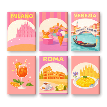 6 Mini Paintings | Pastel Italië Set