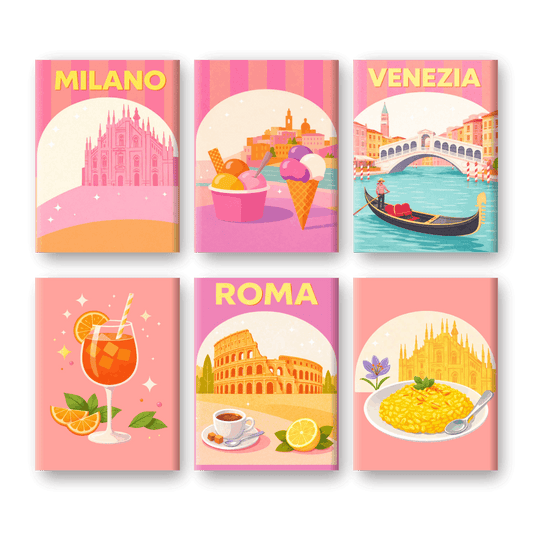 6 Mini Paintings | Pastel Italië Set