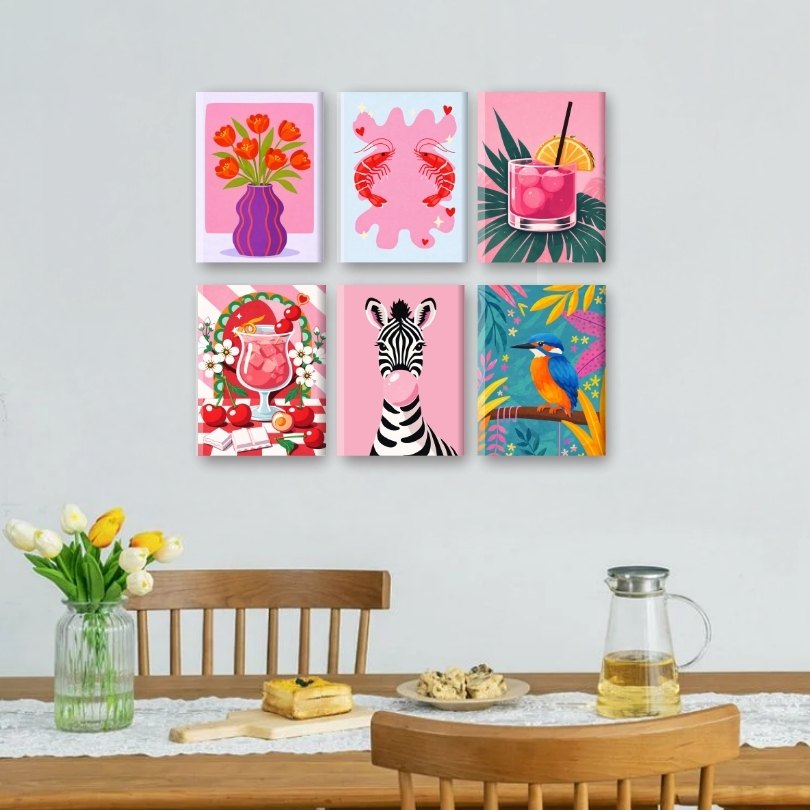 6 Mini Paintings | Pastel Popart Set