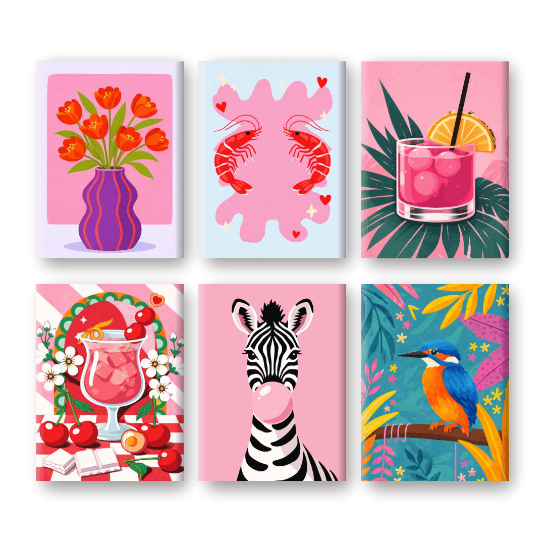 6 Mini Paintings | Pastel Popart Set- Schilderen op nummers