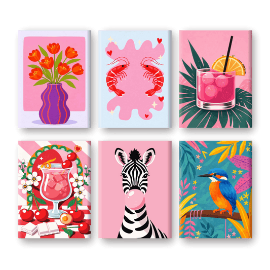 6 Mini Paintings | Pastel Popart Set- Schilderen op nummers