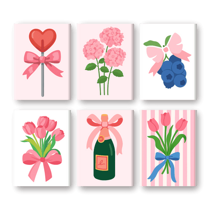 6 Mini Paintings | Pink Aesthetics Set
