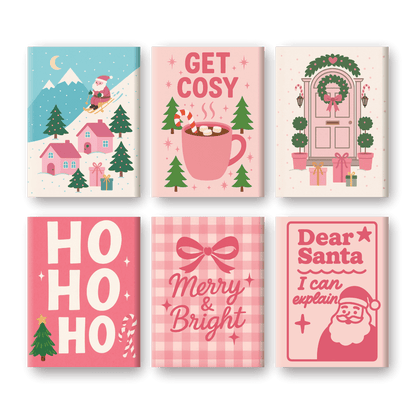 6 Mini Paintings | Roze Kerst Set