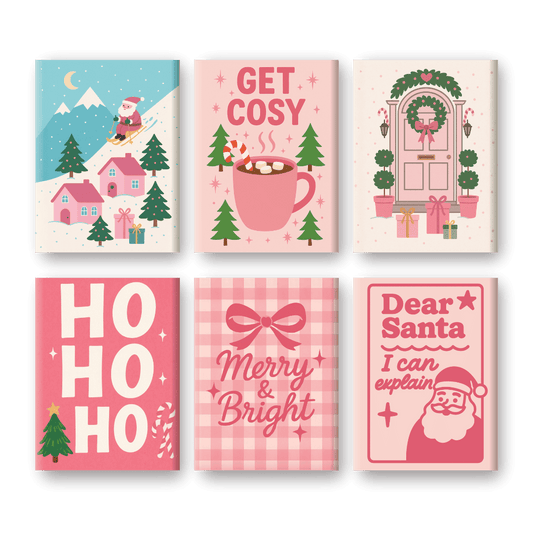 6 Mini Paintings | Roze Kerst Set