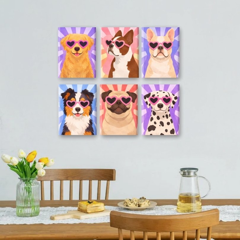 6 Mini Paintings | Popart Puppy’s Set