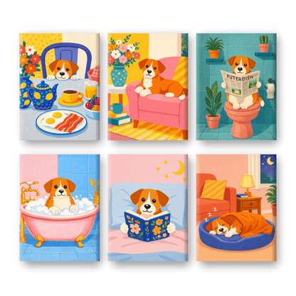 6 Mini Paintings | Puppy Routine Set- Schilderen op nummers