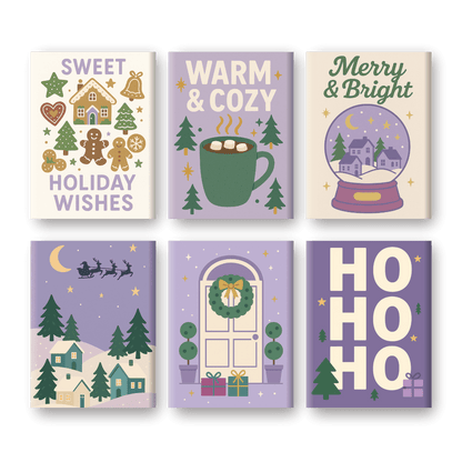6 Mini Paintings | Paarse Kerst Set