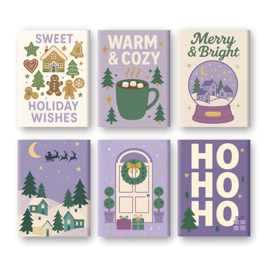 6 Mini Paintings | Paarse Kerst Set