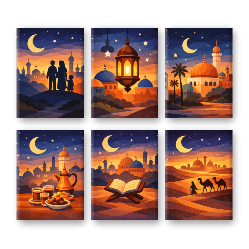 6 Mini Paintings | Ramadan Nacht Set
