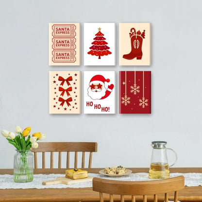 6 Mini Paintings | Rode Kerst Set