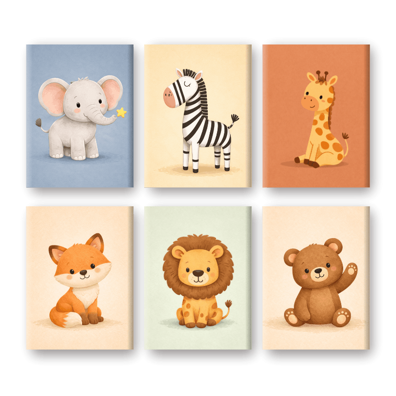 6 Mini Paintings | Safari Vrienden Set- Schilderen op nummers