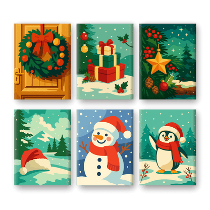 6 Mini Paintings | Besneeuwd Kerst Set- Schilderen op nummers