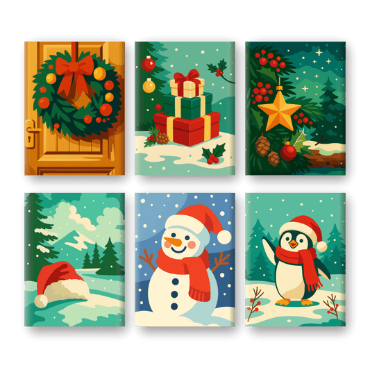 6 Mini Paintings | Besneeuwd Kerst Set- Schilderen op nummers