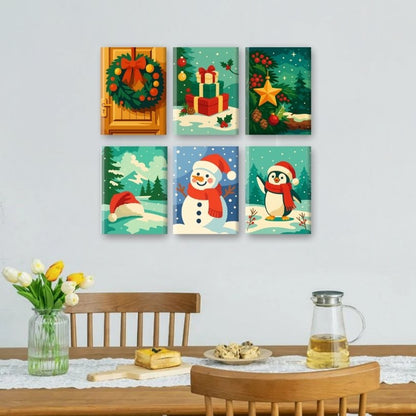 6 Mini Paintings | Besneeuwd Kerst Set