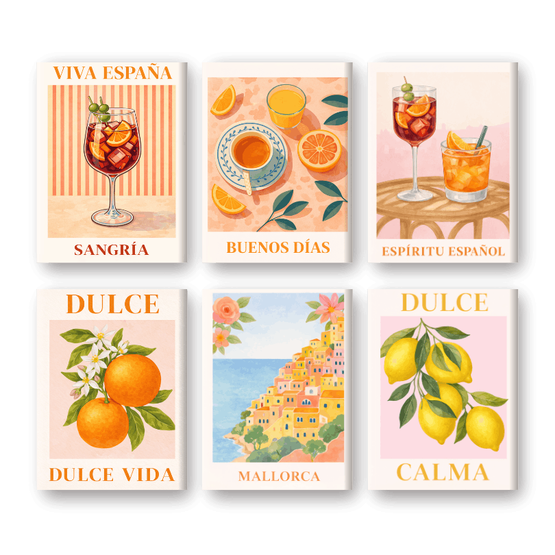 6 Mini Paintings | Spaanse Dulce Vida Set- Schilderen op nummers