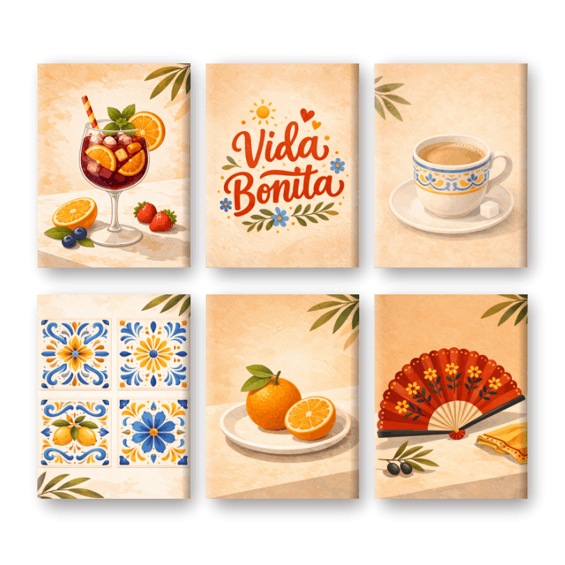6 Mini Paintings | Spaanse Vida Bonita Set- Schilderen op nummers