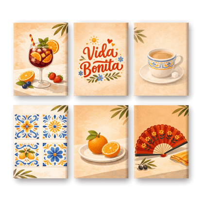 6 Mini Paintings | Spaanse Vida Bonita Set- Schilderen op nummers