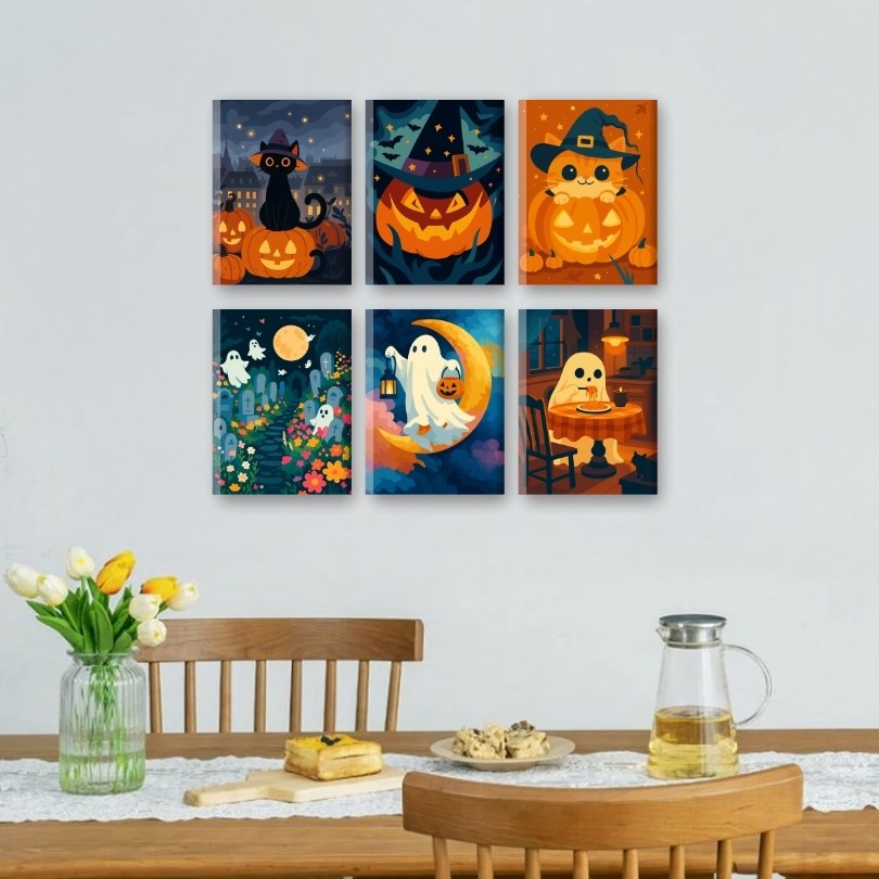 6 Mini Paintings | Enge Halloween set