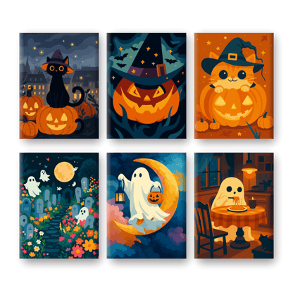 6 Mini Paintings | Enge Halloween set