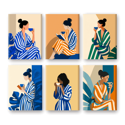 6 Mini Paintings | Gestreept Dames Set