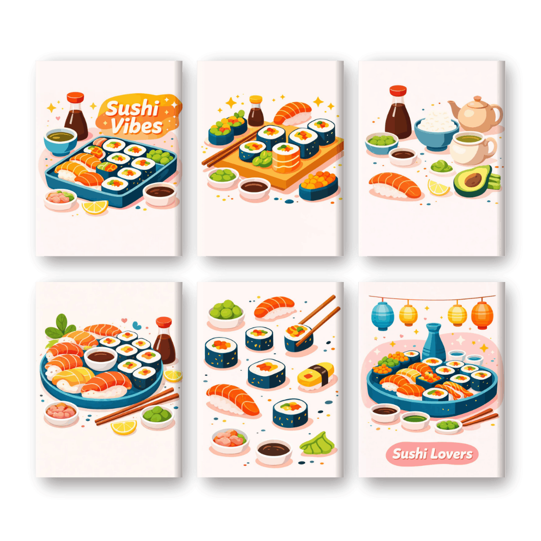 6 Mini Paintings | Sushi Vibes Set- Schilderen op nummers