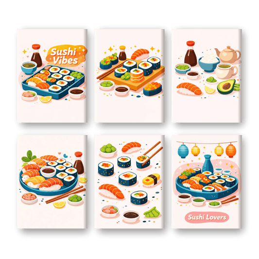 6 Mini Paintings | Sushi Vibes Set- Schilderen op nummers