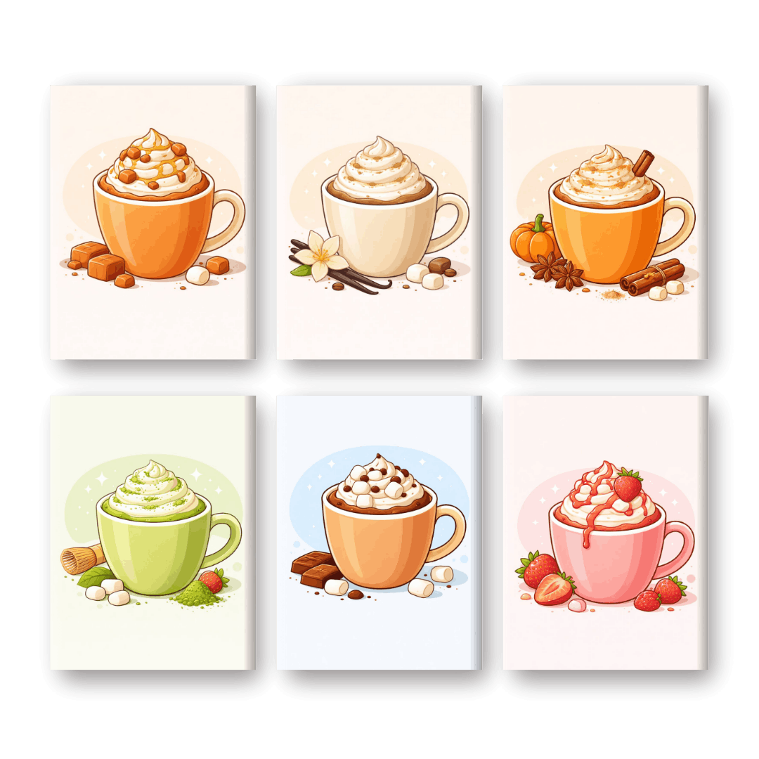 6 Mini Paintings | Zoete Latte Set- Schilderen op nummers