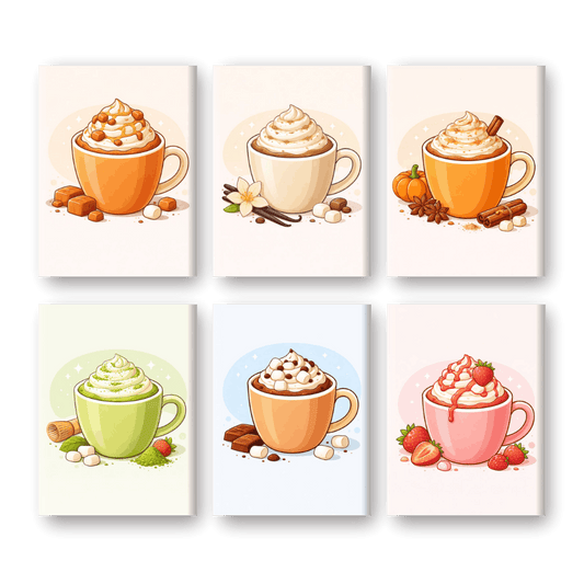 6 Mini Paintings | Zoete Latte Set- Schilderen op nummers