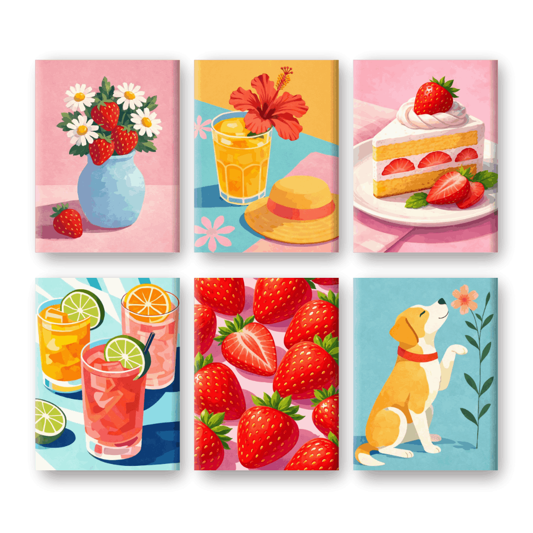 6 Mini Paintings | Zoete Zomer Set- Schilderen op nummers