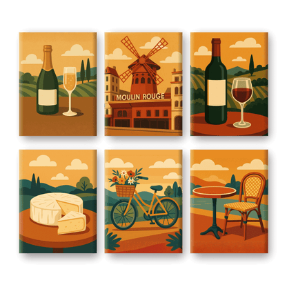 6 Mini Paintings | Smaak van Frankrijk Set- Schilderen op nummers