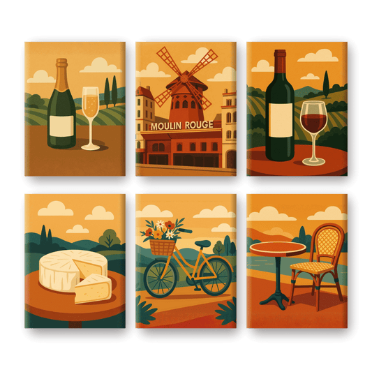 6 Mini Paintings | Smaak van Frankrijk Set- Schilderen op nummers