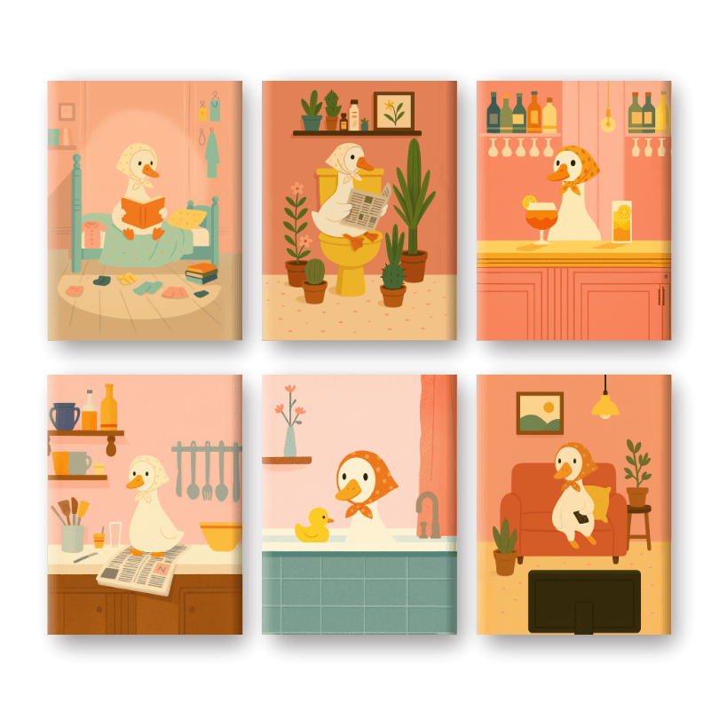 6 Mini Paintings | Witte gans set