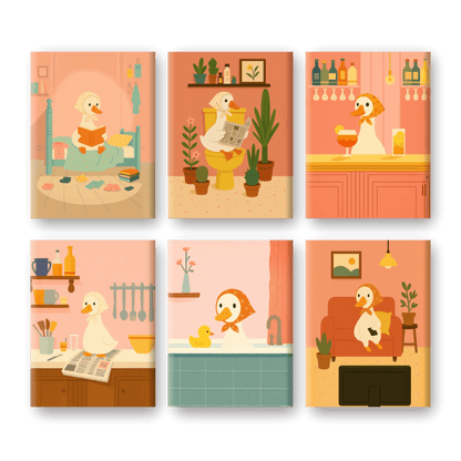 6 Mini Paintings | Witte gans set