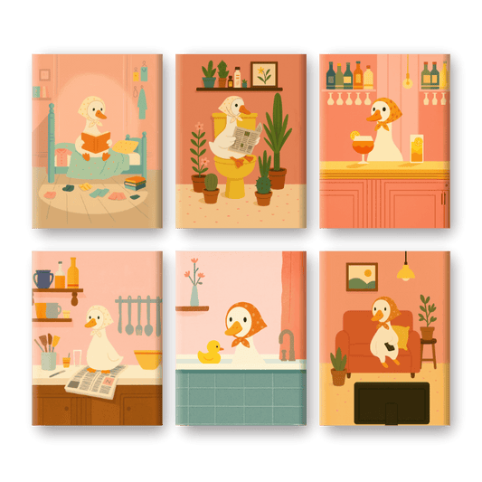 6 Mini Paintings | Witte gans set