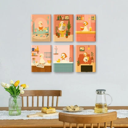 6 Mini Paintings | Witte gans set