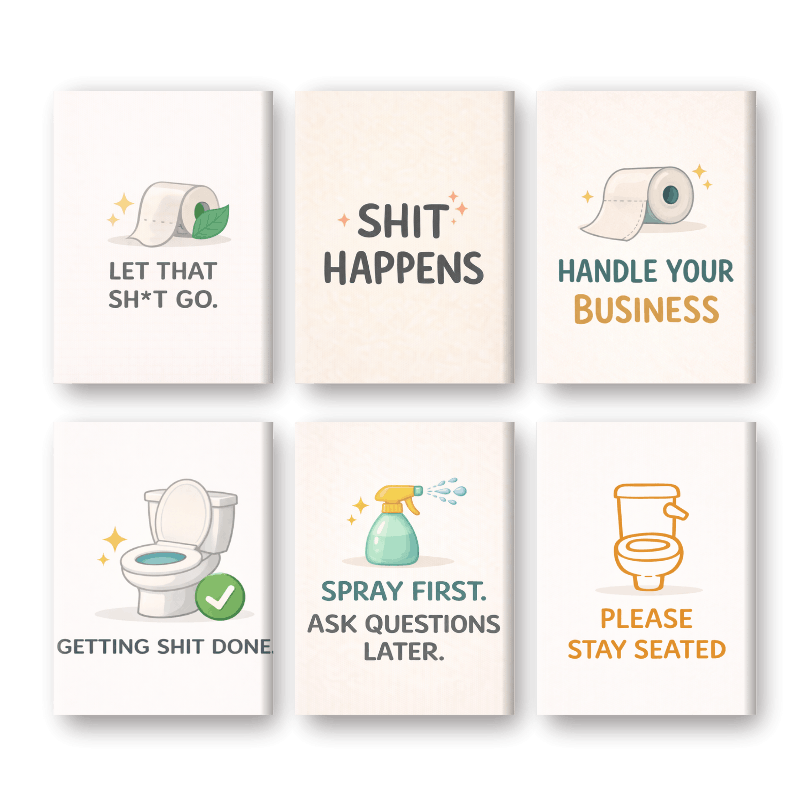 6 Mini Paintings | Toilet Quotes Set- Schilderen op nummers