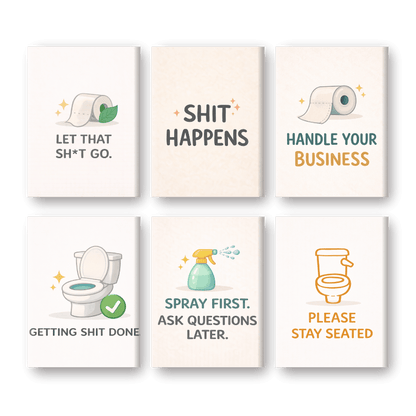 6 Mini Paintings | Toilet Quotes Set- Schilderen op nummers