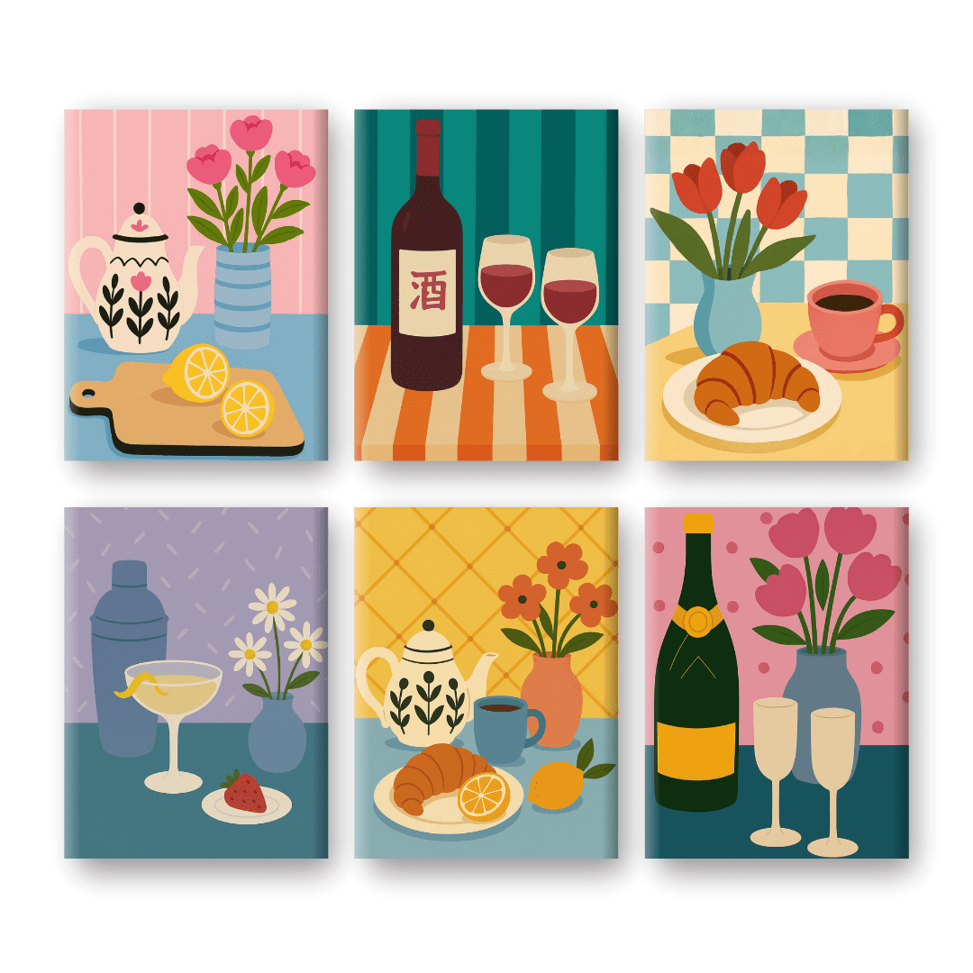 6 Mini Paintings | Vintage Keuken Set