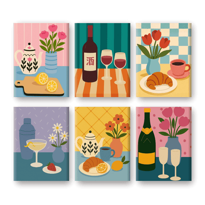 6 Mini Paintings | Vintage Keuken Set