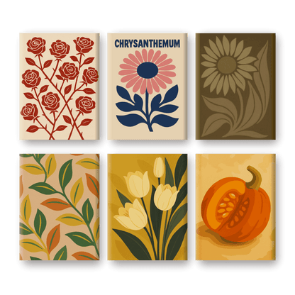 6 Mini Paintings | Vintage Planten Set