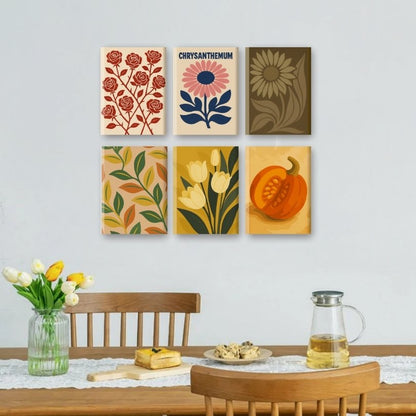 6 Mini Paintings | Vintage Planten Set