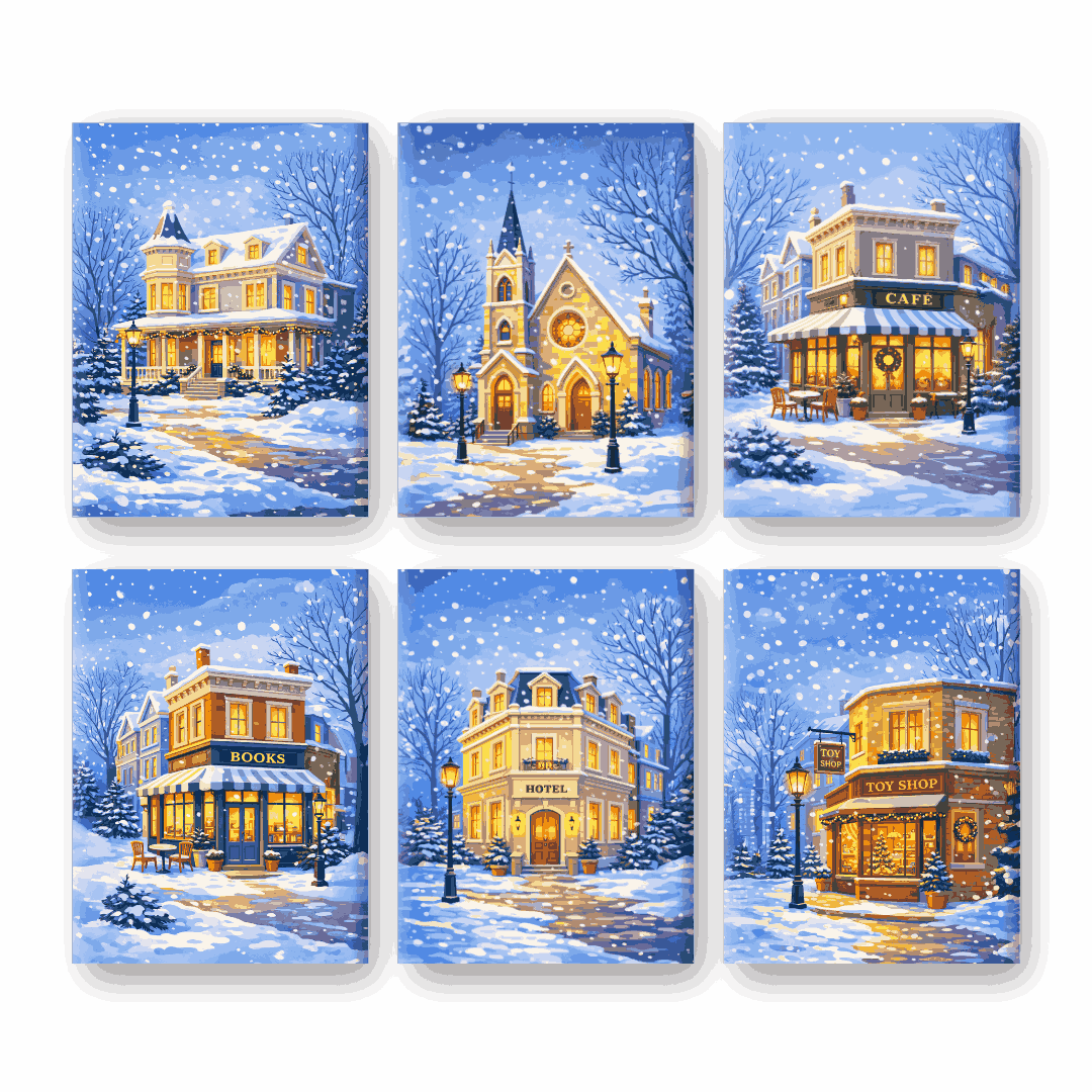 6 Mini Paintings | Winterstraat Set