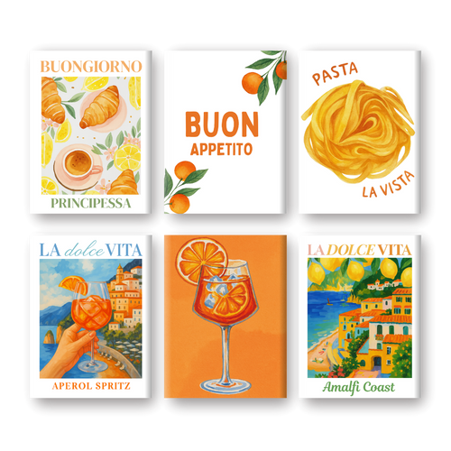 6 Mini Paintings | Italiaanse Buon Appetito set