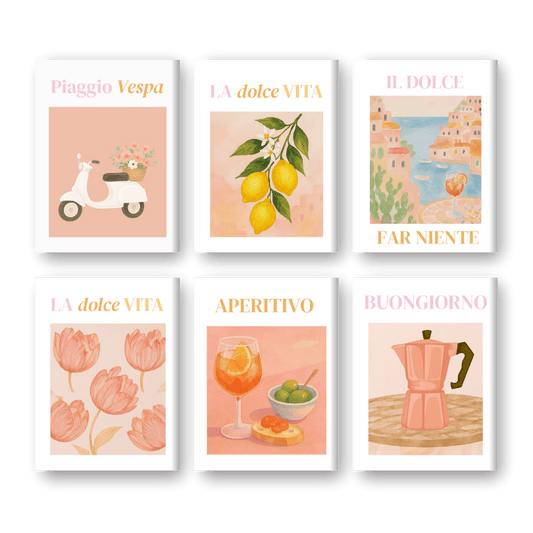 6 Mini Paintings | Italiaanse sfeer set