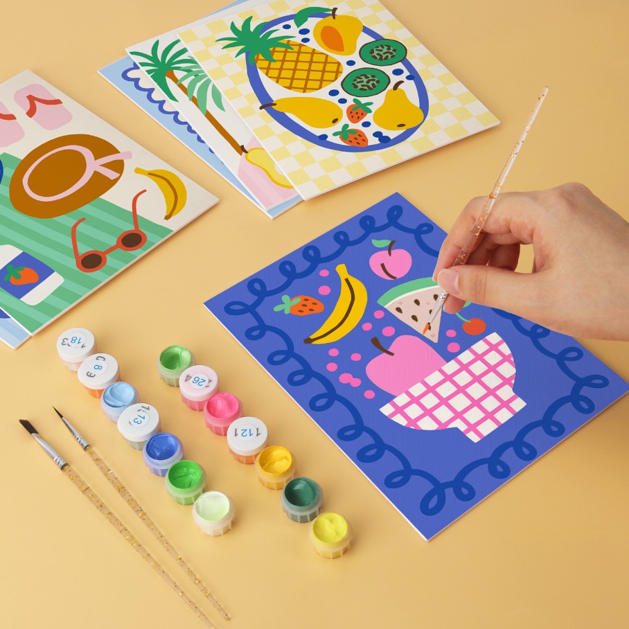 6 Houten Plaat Mini Paintings – Tropische Vakantie Set