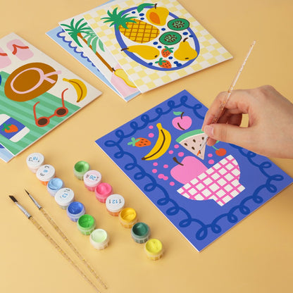 6 Houten Plaat Mini Paintings – Tropische Vakantie Set