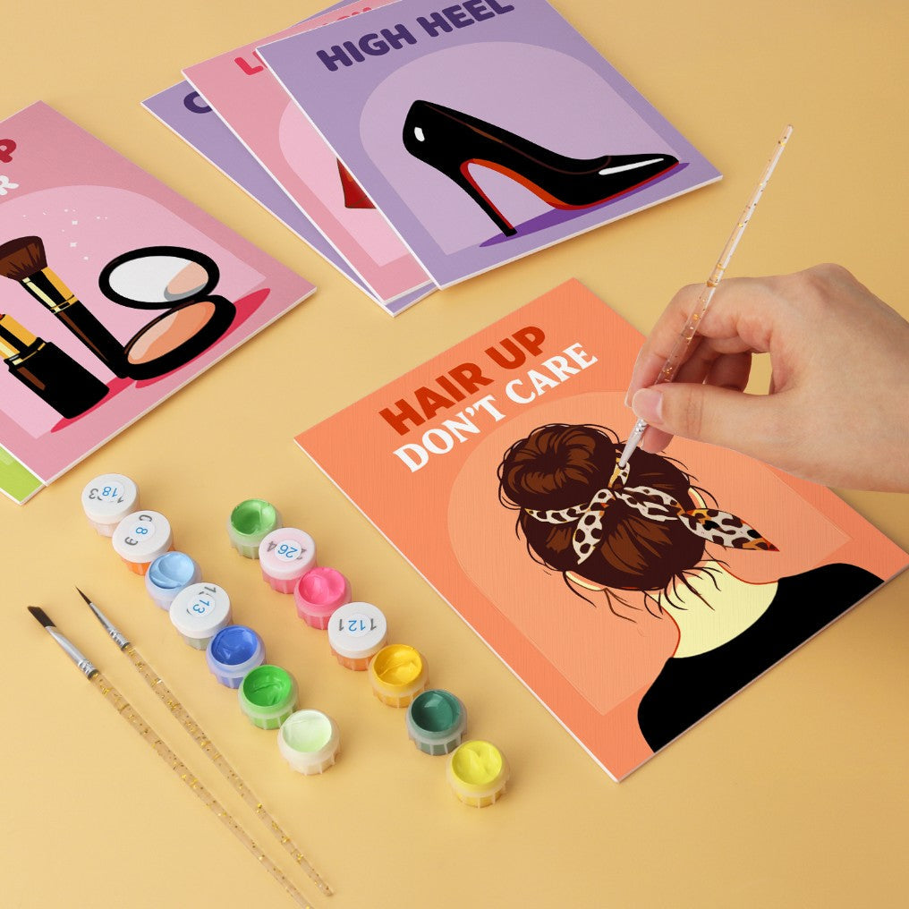 6 Houten Plaat Mini Paintings – Glamour Essentials Set