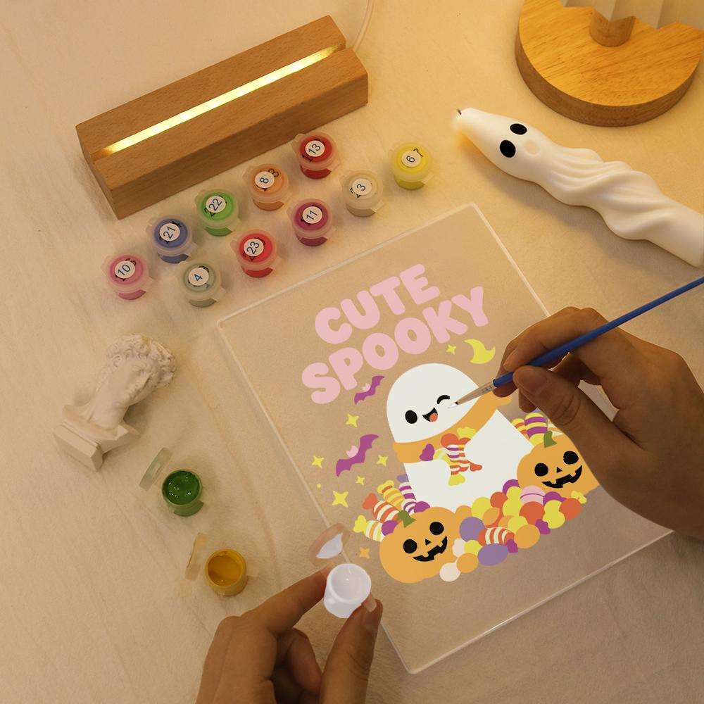 Schilder op Nummer Halloween Lamp - Schattige Geest