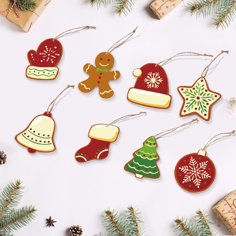 8 Schilder op Nummer Kersthangers - Winter set